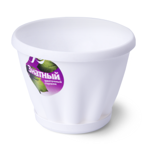 Купить Горшок "Знатный" белый с поддоном d110 0,45 л от производителя Материя Пластика