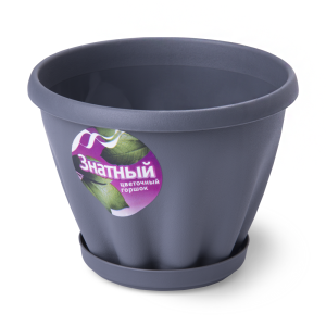 Купить Горшок "Знатный" серый с поддоном d110 0,45 л от производителя Материя Пластика