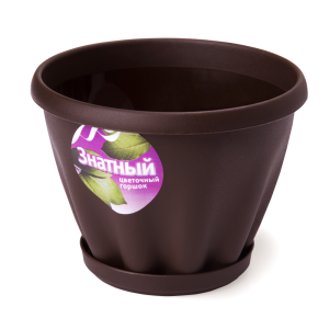 Купить Горшок цветочный "Знатный" шоколадный с поддоном d110 0,45 л от производителя Материя Пластика