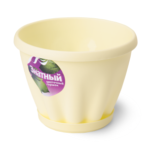 Купить Горшок цветочный "Знатный" желтый с поддоном d110 0,45 л от производителя Материя Пластика