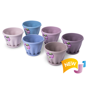 Купить Горшок цветочный "Знатный"  цветной микс с поддоном d110 0,45 л от производителя Материя Пластика